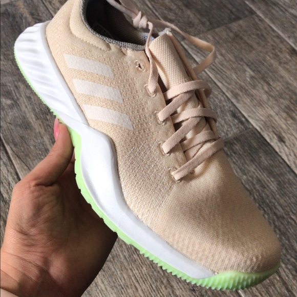 Nude / tan / cream / neon bottom ADIDAS trainers - Picture 1 of 4